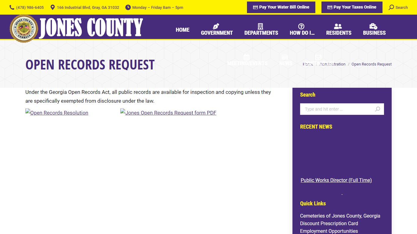 Open Records Request – Jones County