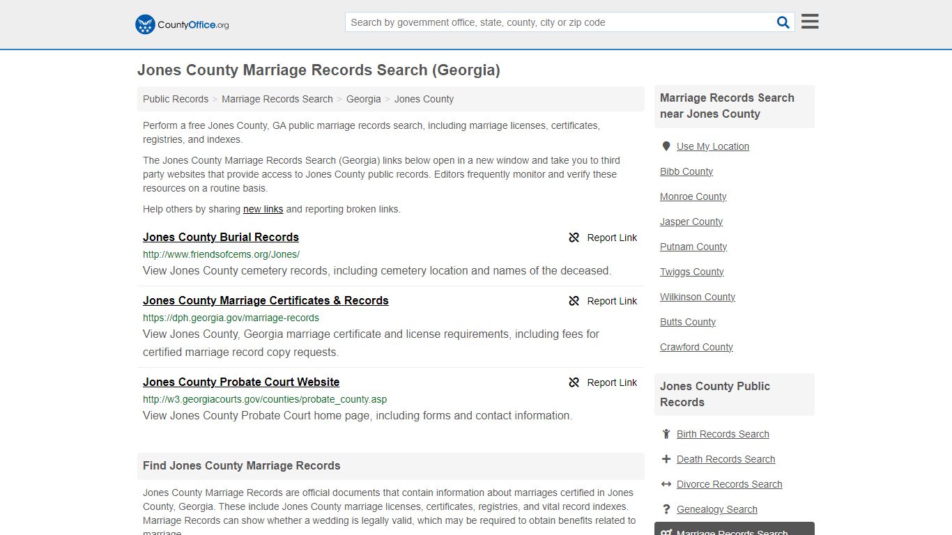 Jones County Marriage Records Search (Georgia) - County Office
